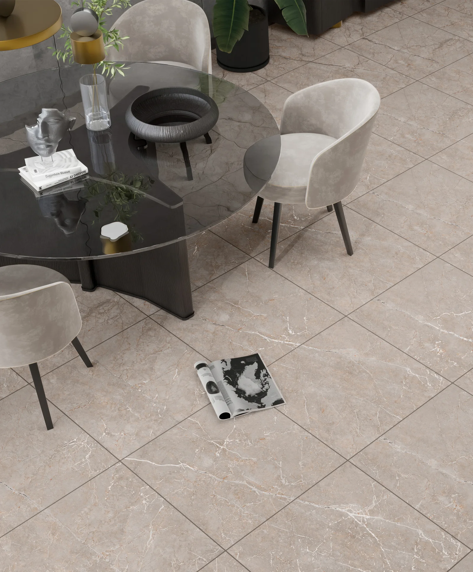 Elegant Beige Marble Carving